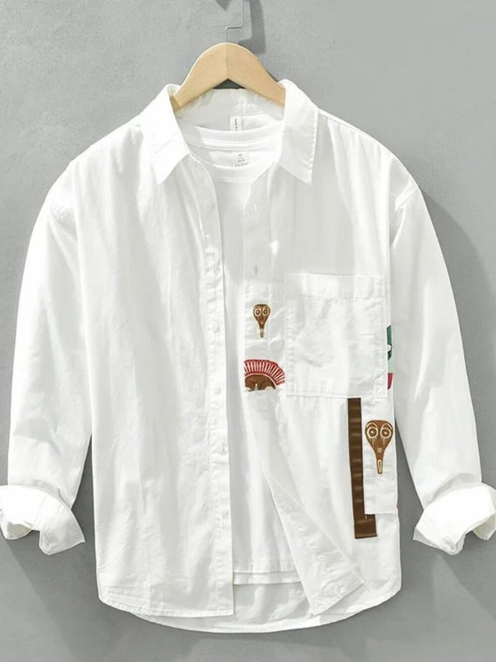 NWOT Men's Patchwork Pocket White Button Down Skirt